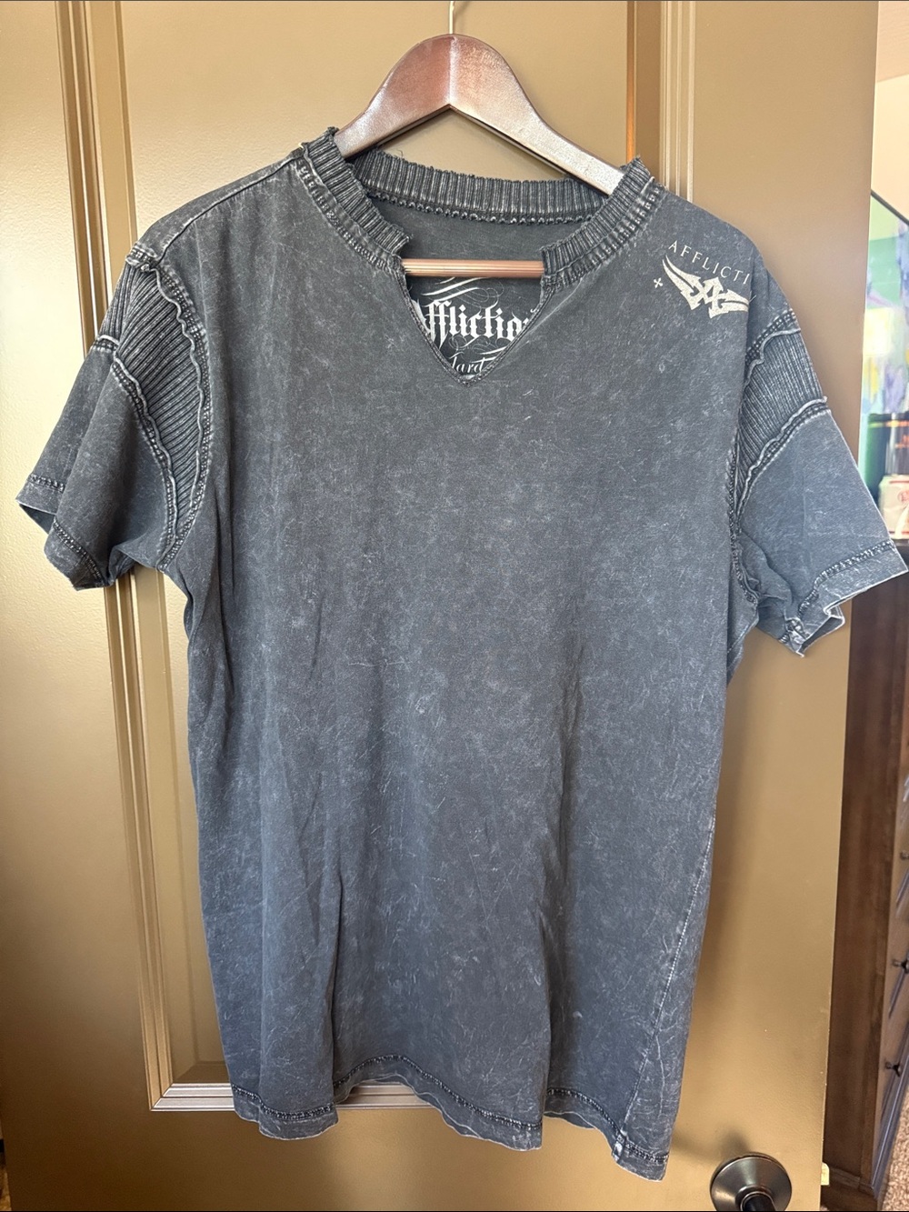 Affliction Black Washed Short Sleeve Graphic Tee